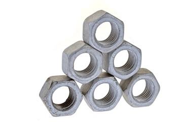 Bolt and nut, isolated on a white background