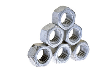 Bolt and nut, isolated on a white background