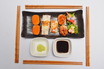 Sushi on white background