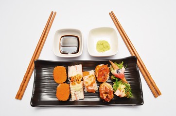 Sushi on white background