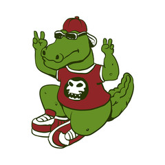 funny alligator with sunglasses and shoes.vector illustration.