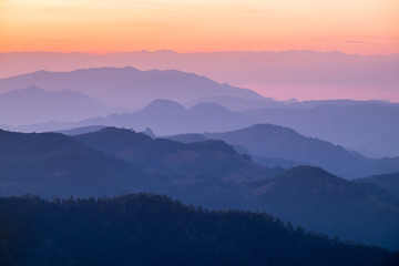 Fototapeta na wymiar Layer mountain colorful at sunset