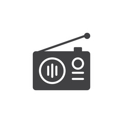 Old radio vector icon. filled flat sign for mobile concept and web design. Radio with antenna simple solid icon. Symbol, logo illustration. Pixel perfect vector graphics
