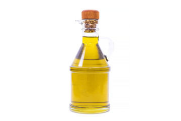 bottle of extra virgin olive oil isolated on white