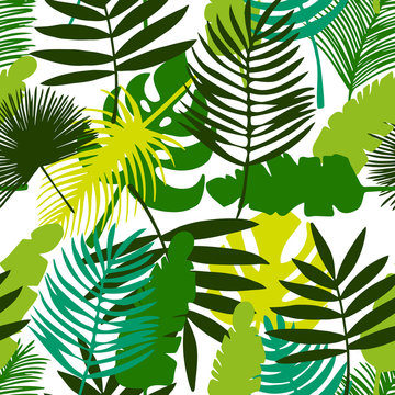 tropical leaves, exotic pattern, seamless background