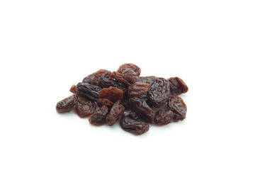 Raisins isolated on white background.