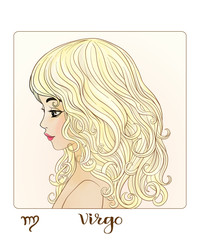 Virgo. A young beautiful girl In the form of one of the signs of the zodiac.