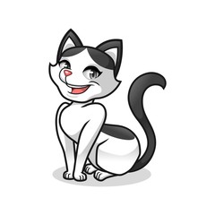 Pretty cat cartoon character design vector illustration
