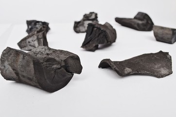 charcoal isolated on white background, xylanthrax, wood coal