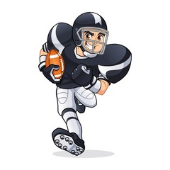 American football player running cartoon character design vector illustration © ridjam