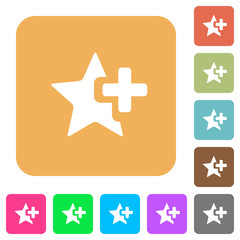 Add star rounded square flat icons