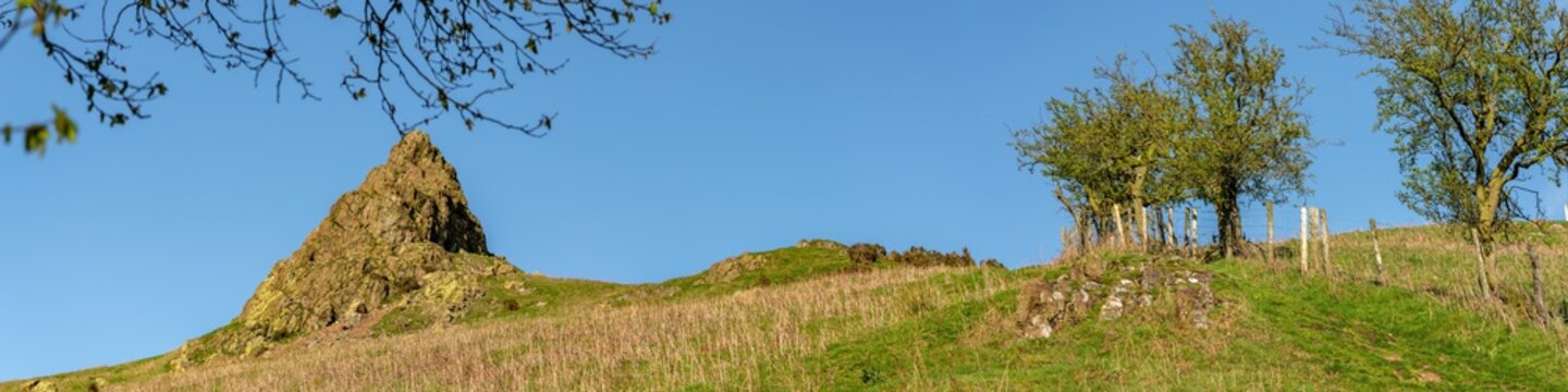 Shropshire landscape near Church Stretton, view towards Hope Bowdler Hill, England, UK