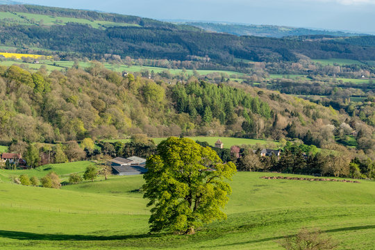 View from Hope Bowdler Hill, near Church Stretton, Shropshire, England, UK