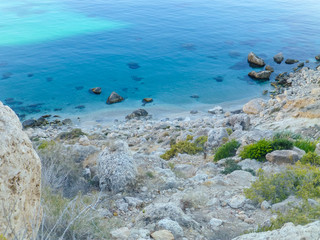 Fototapeta na wymiar Cala San Pedro. Beach in Cabo de Gata, Almeria. Andalusia, Spain