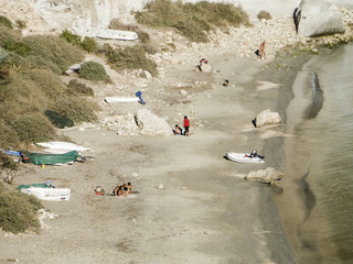 Fototapeta na wymiar Cala San Pedro. Beach in Cabo de Gata, Almeria. Andalusia, Spain