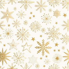 Snowflake gold pattern. Glitter vector illustration.
