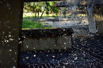 Water drops in fountain.