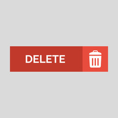 Delete flat button on grey background.