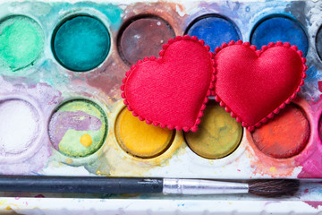 Red heart on the palette