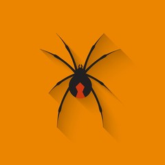 Vector spider flat icon. Illustration with black silhouette spider. Halloween illustration