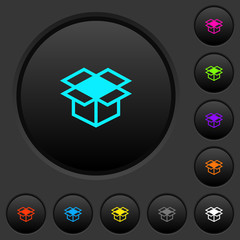Open box dark push buttons with color icons
