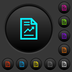 Report with graph dark push buttons with color icons
