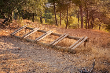 bicycle stand parking from wood in nature