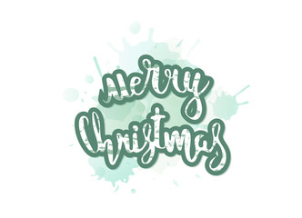 Merry Christmas hanwritten creative lettering. Vector illustration.
