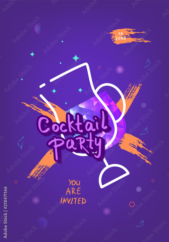 Wall mural Cocktail party template.  Vector illustration. - Wall murals
