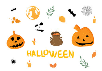Happy Halloween creative hand lettering composition. Vector illustration.