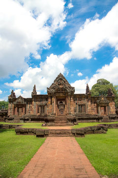 The public place is PRASAT MUANG TAM is historic and ancient castle of generality in Buriram province Thailand and a kind of Khmer architect art decorated in the Buddhist temple,pavilion,temple hall