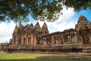 Fototapeta premium The public place is PRASAT MUANG TAM is historic and ancient castle of generality in Buriram province Thailand and a kind of Khmer architect art decorated in the Buddhist temple,pavilion,temple hall