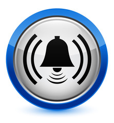 Alarm icon crystal blue round button