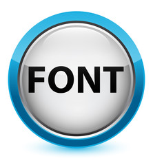 Font crystal cyan blue round button