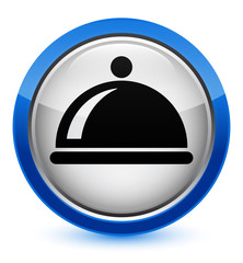 Food dish icon crystal blue round button