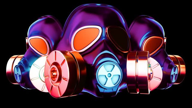 Gas Mask VJ Loop - shiny colorful gas mask moving by the bits of your music. This motion graphics is perfect ro use in your next apocalyptic, nuclear, fallout or war themed projects.