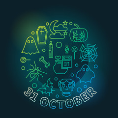 31 October Holiday round colorful line vector illustration