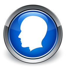 Head male face icon optimum blue round button