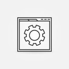 Web page with Cog outline icon. Vector SEO concept symbol