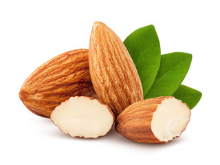 almond isolated on white background, clipping path, full depth of field