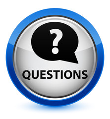 Questions (bubble icon) crystal blue round button