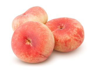 Flat peach isolated on white background, clipping path, full depth of field