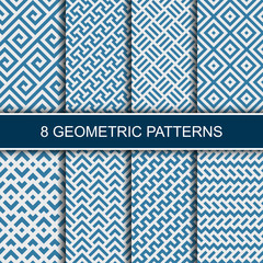 Set of vector geometric patterns. Collection of seamless patterns for your design. Vector illustration.