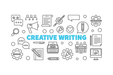 Creative writing vector line minimal horizontal banner