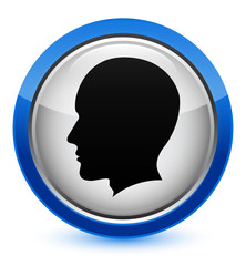 Head male face icon crystal blue round button