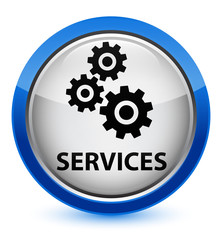 Services (gears icon) crystal blue round button