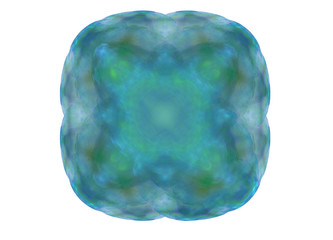 Abstract colorful blue fractal pattern on white background. Fantasy fractal texture. Digital art. 3D rendering. Computer genenerated image.