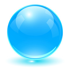 Glass sphere, blue vector ball.
