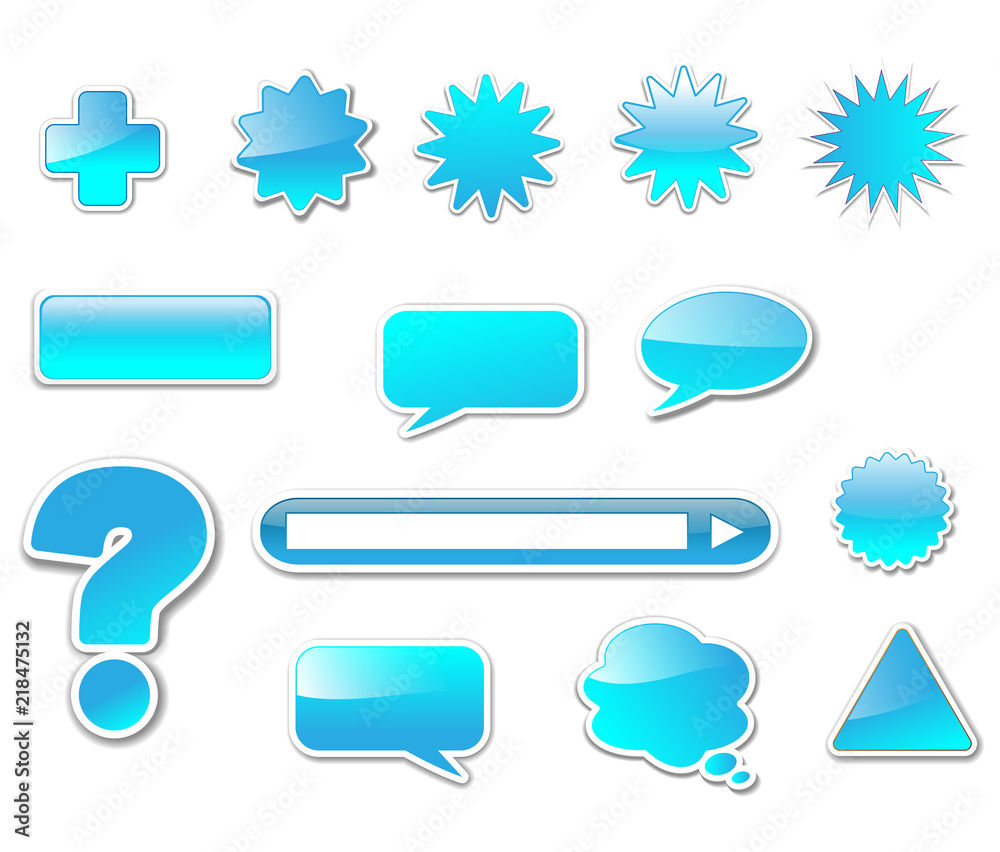 Poster web elements, buttons blue glossy collection
