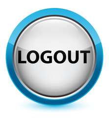 Logout crystal cyan blue round button